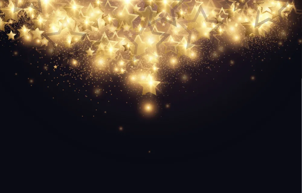 Star Shapes with Black and Gold Color Background