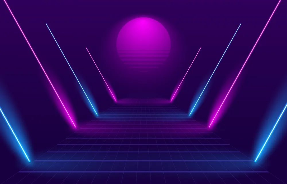 80s Style Path With Neon Lights