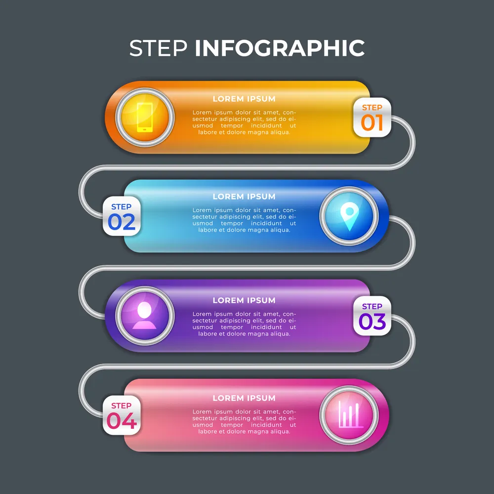 3D Glossy Business Step Infographic