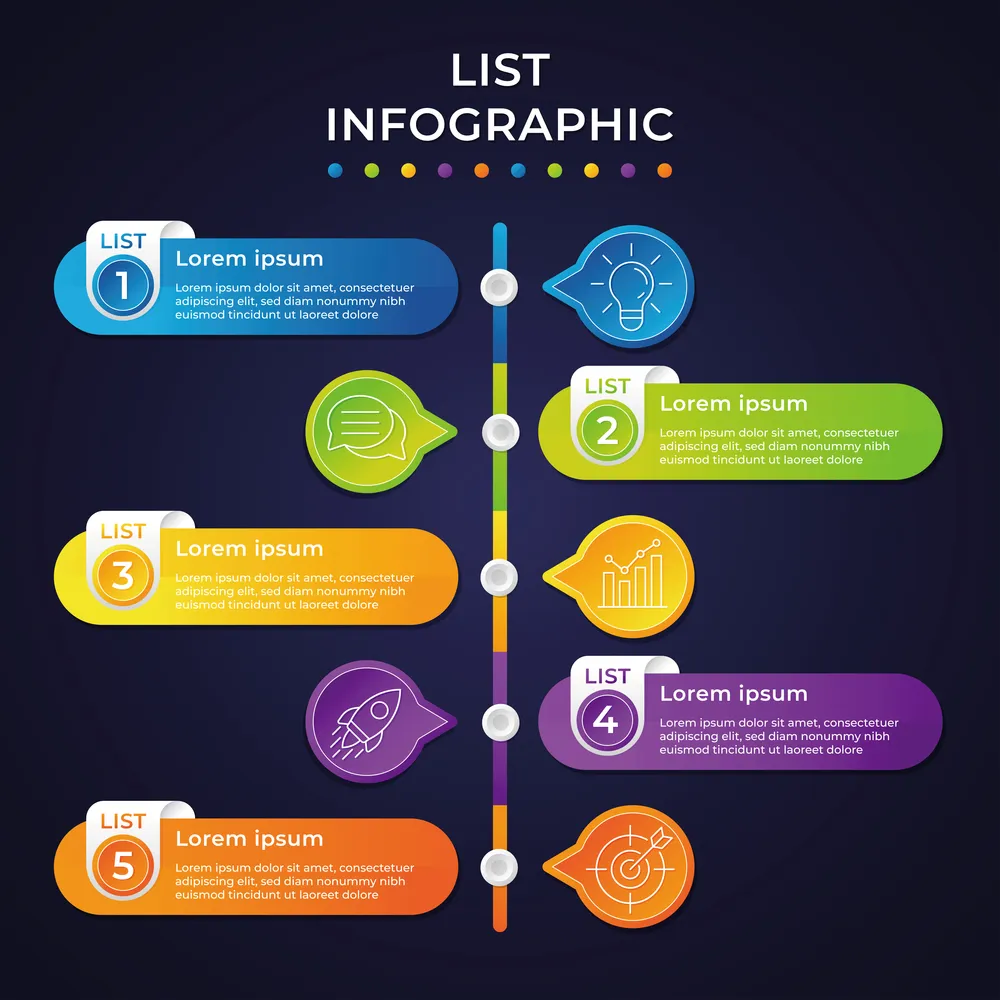 Colorful List Table of Contents Infographic Template