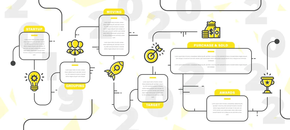Creative Yellow Infographic with Outline Black Color