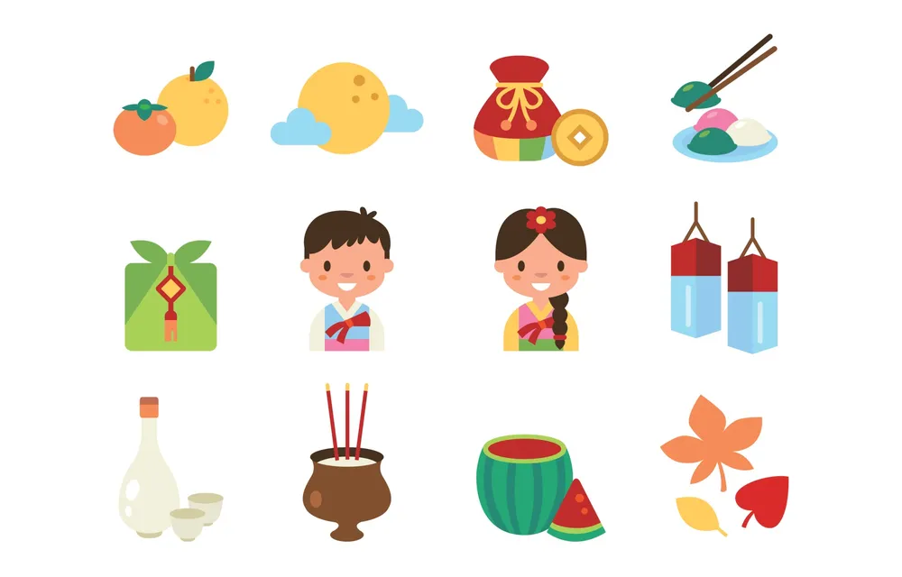 Happy Chuseok Icon Set