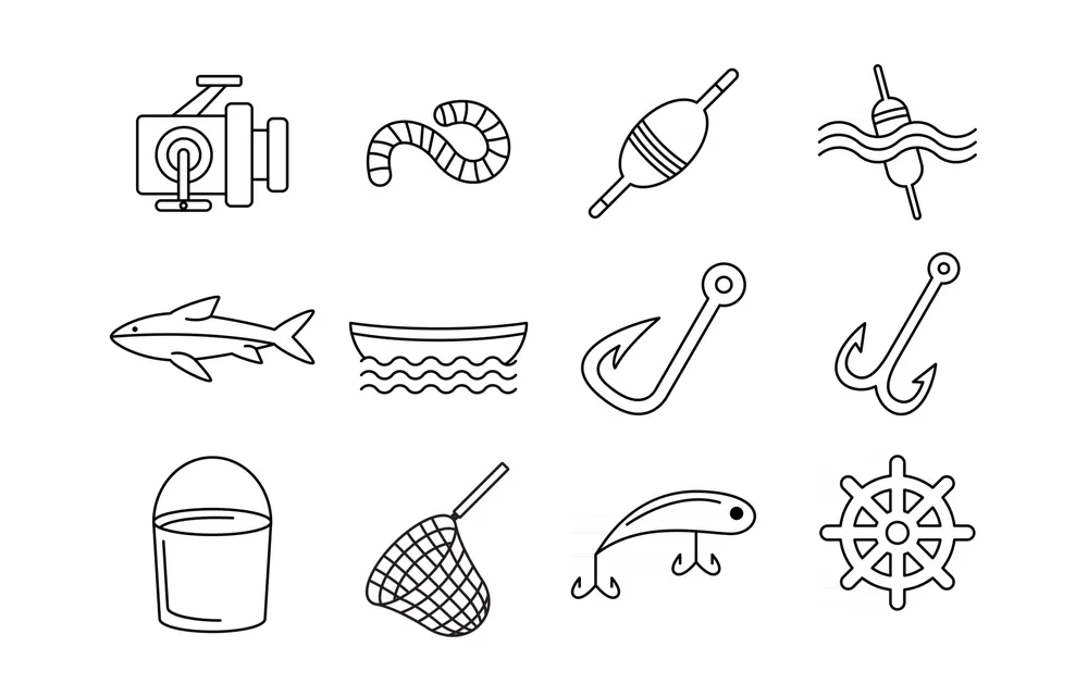 Fishing Line Icon Set