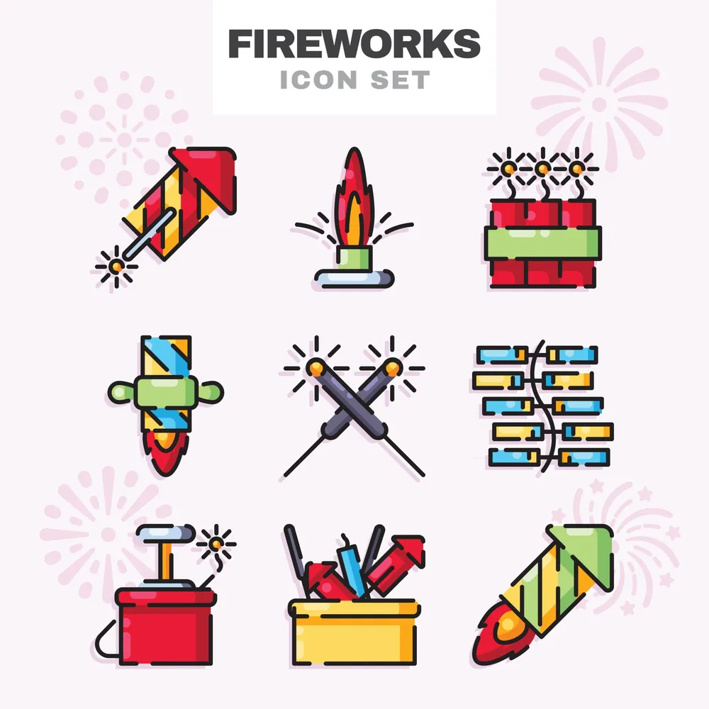 Set of Fireworks Icon