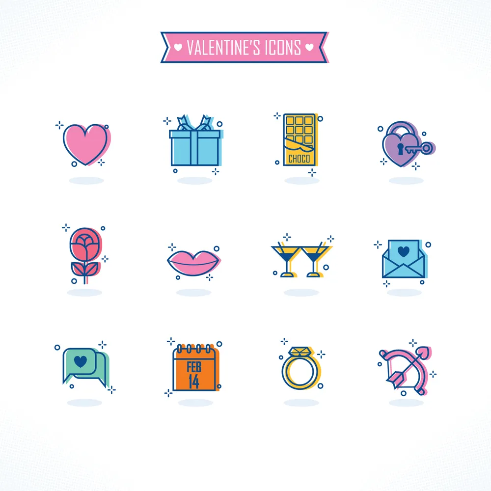 Valentine's Day Icons Set