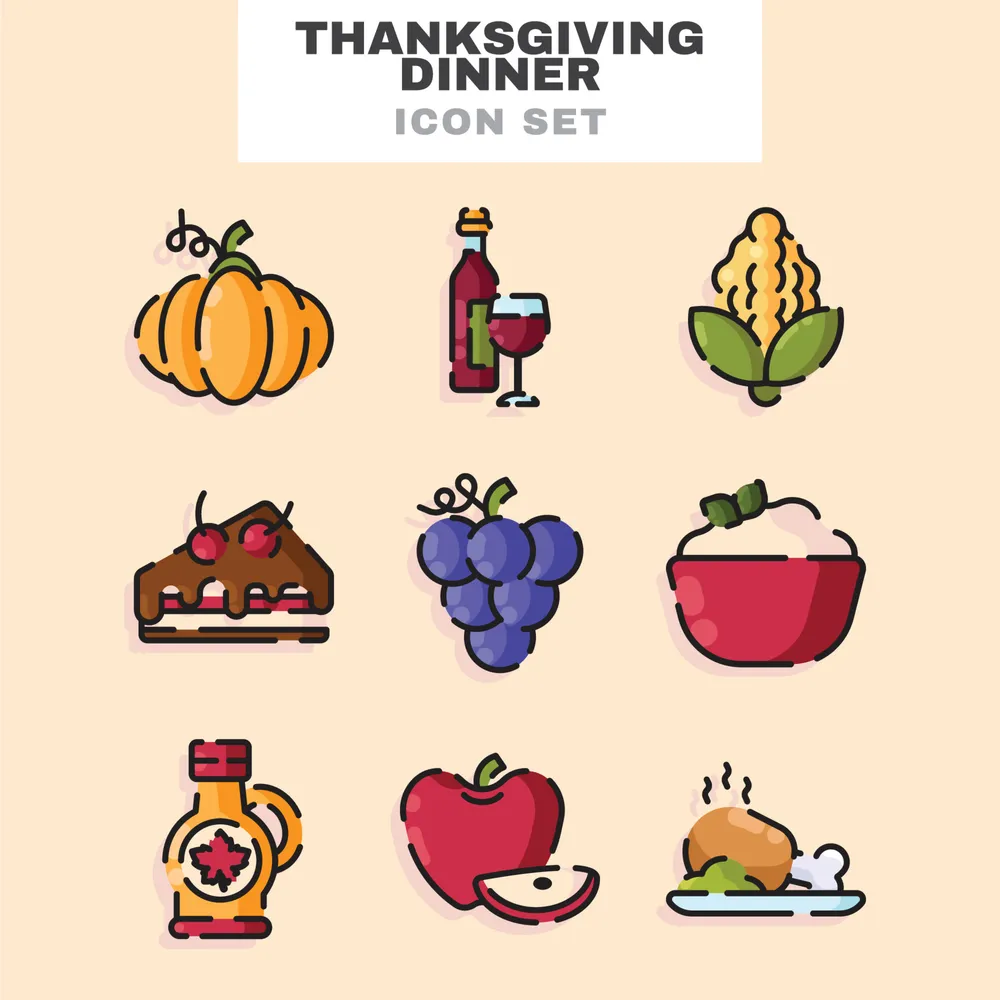 Thanksgiving Dinner Icon Set