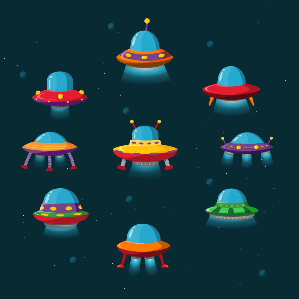 Colorful UFO Icon Collection