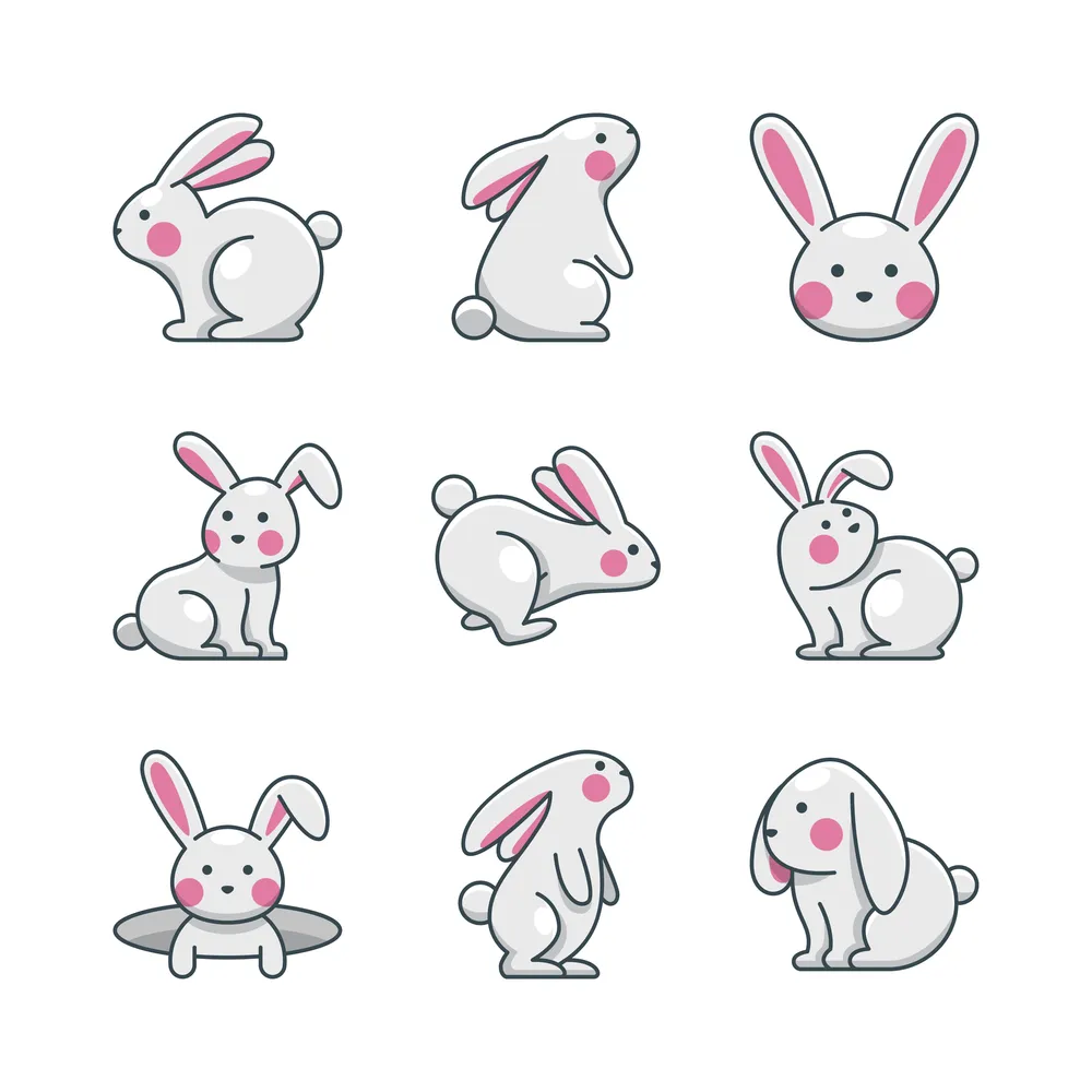 Rabbit Icon Set Collection