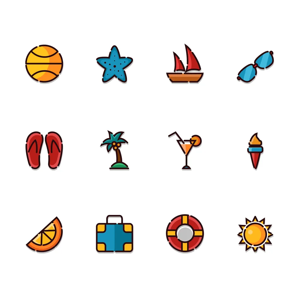 Cute Summer Icon Set