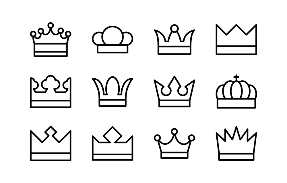 King Crowns Icon Linear Icon Collection