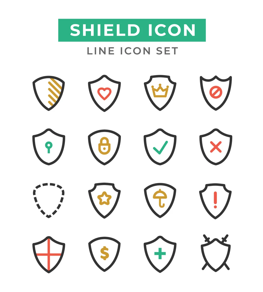 Shield Line Icon Set