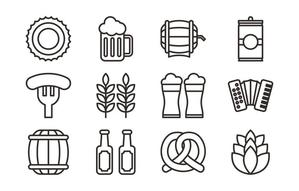 Oktoberfest Outline Icon Set