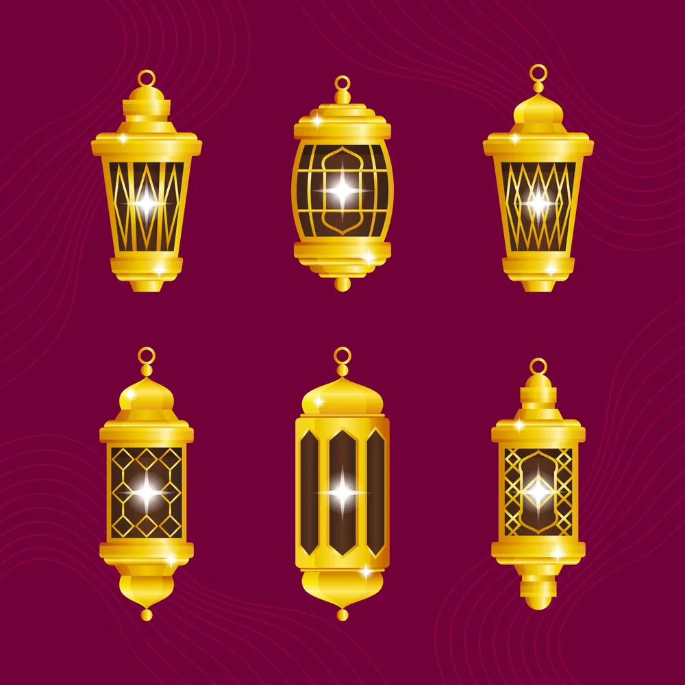 Gold Lantern Icon Set