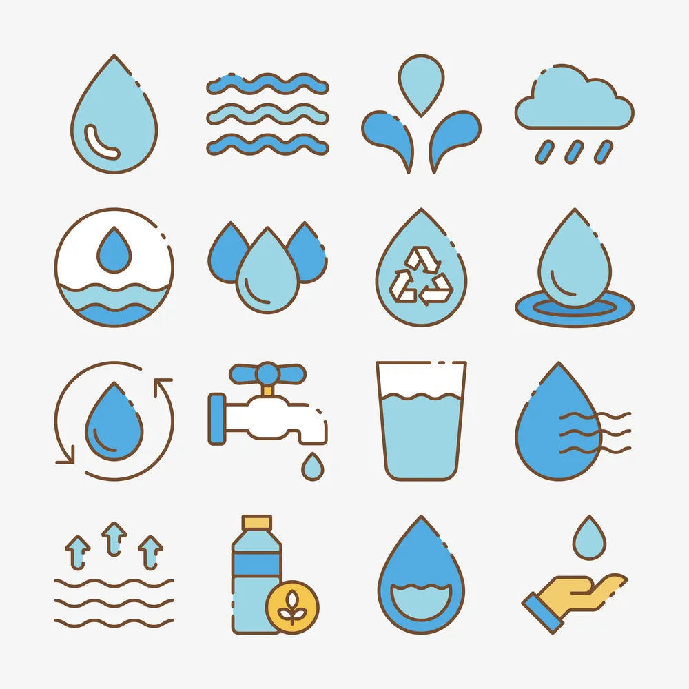 Water Icon Flat Vector Style