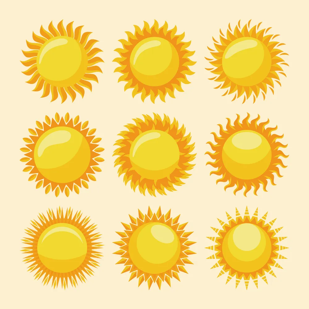 Cute Sun Icon Set Template