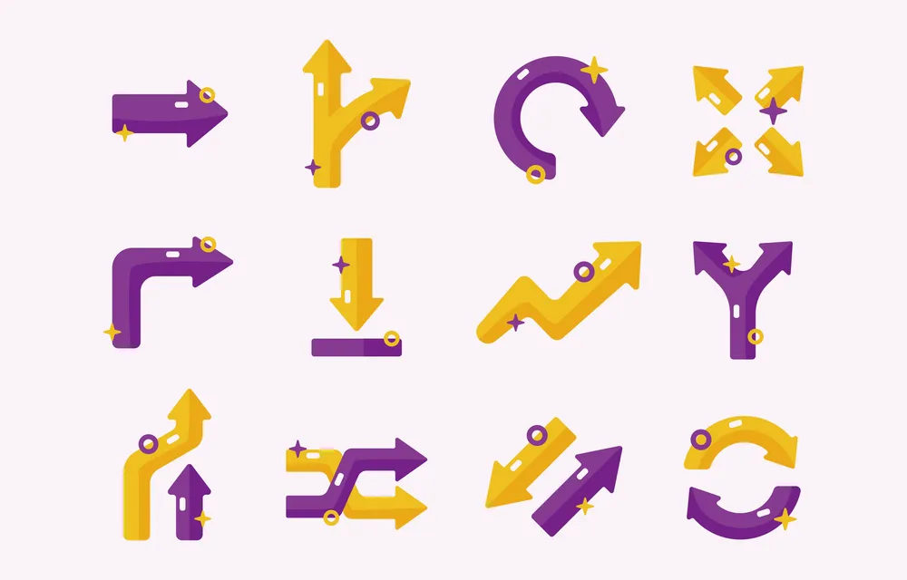 Cute Cartoon Arrow Icon Set