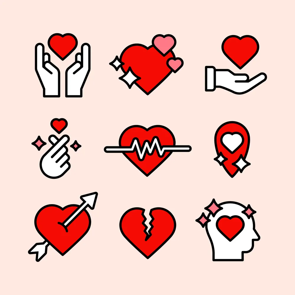 Heart Shape Icon Collection Set