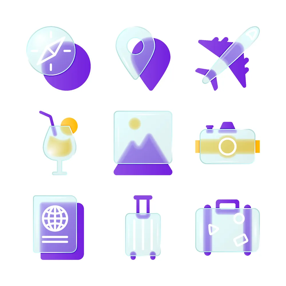 Glass Morphism Traveling Icon Collection