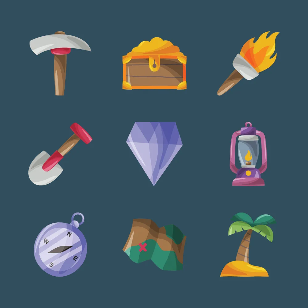 Treasure Hunter Doodle Icon Collection