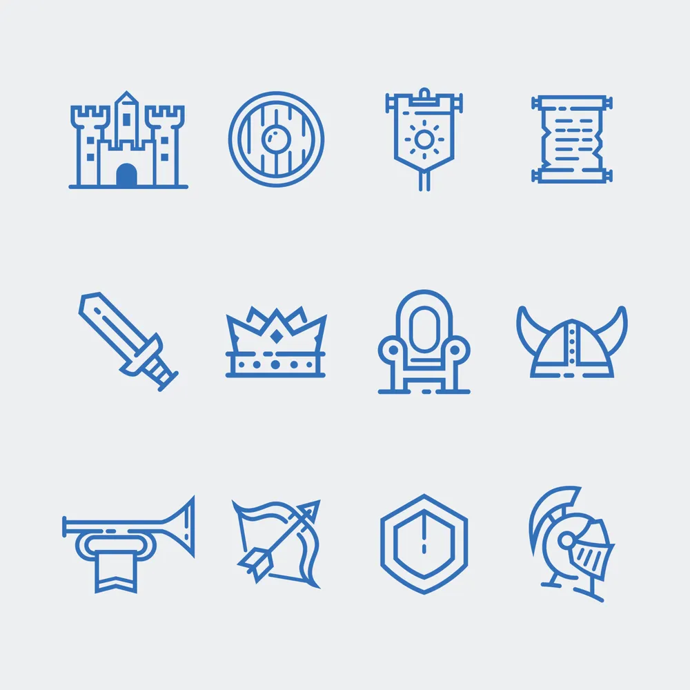 Set of Medieval Outline Icon