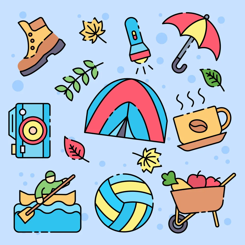 Fall Outdoor Activity Icon Set