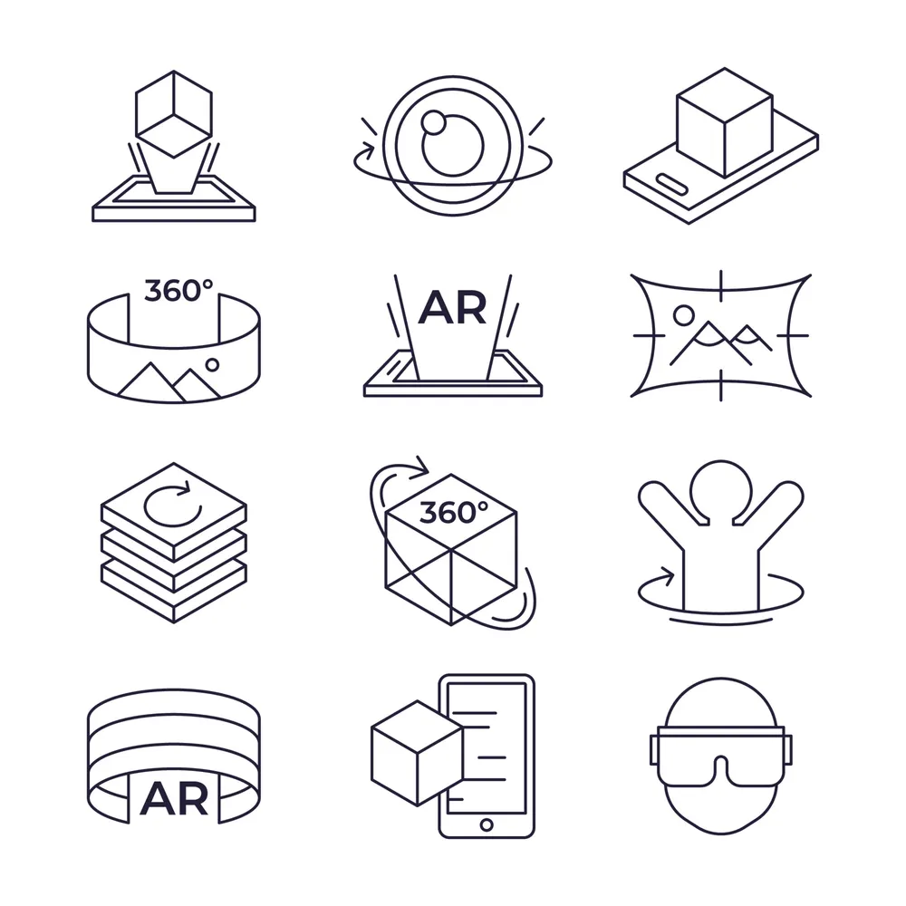 Augmented Reality Outline Icons Set
