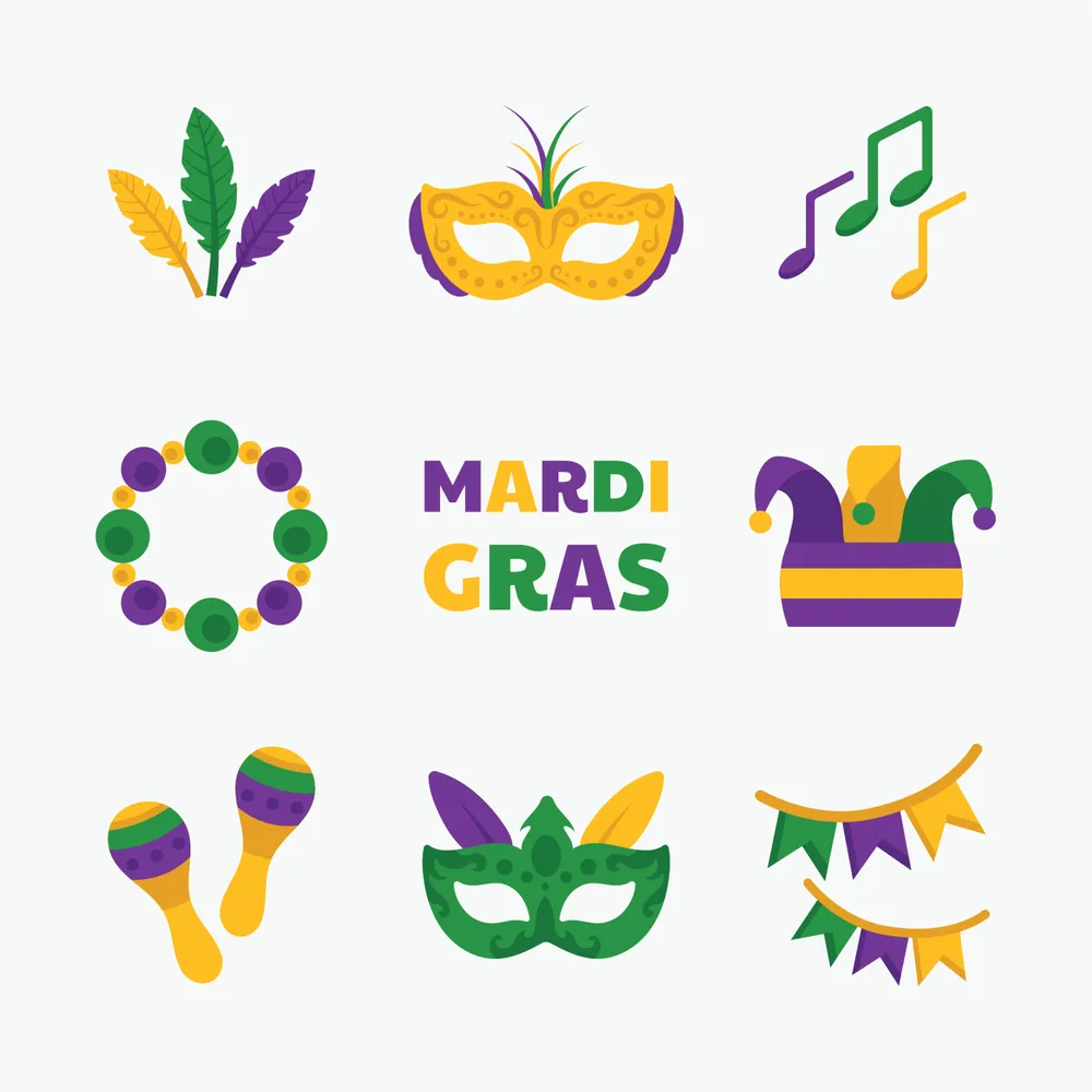 Mardi Gras Icon Template Set