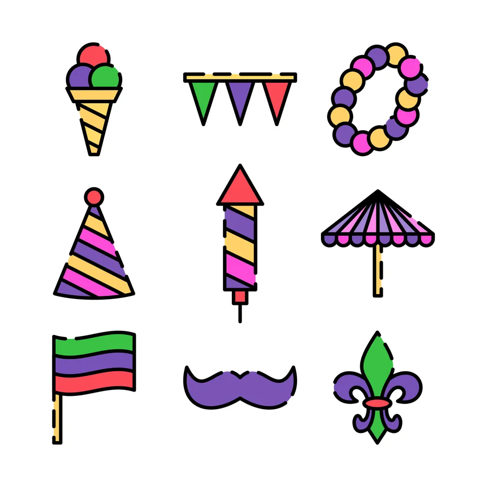 Mardi Gras Party Icon Set