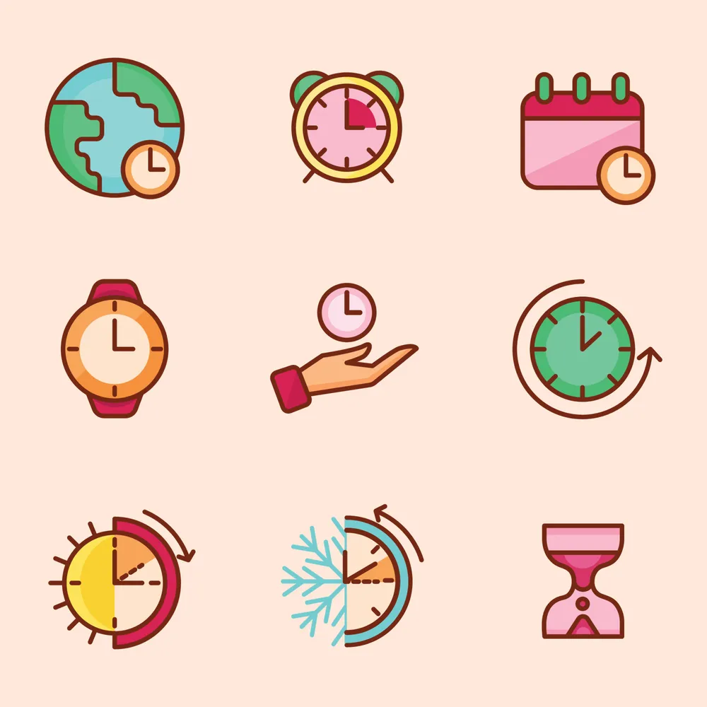 Daylight Saving Time Icon Collection