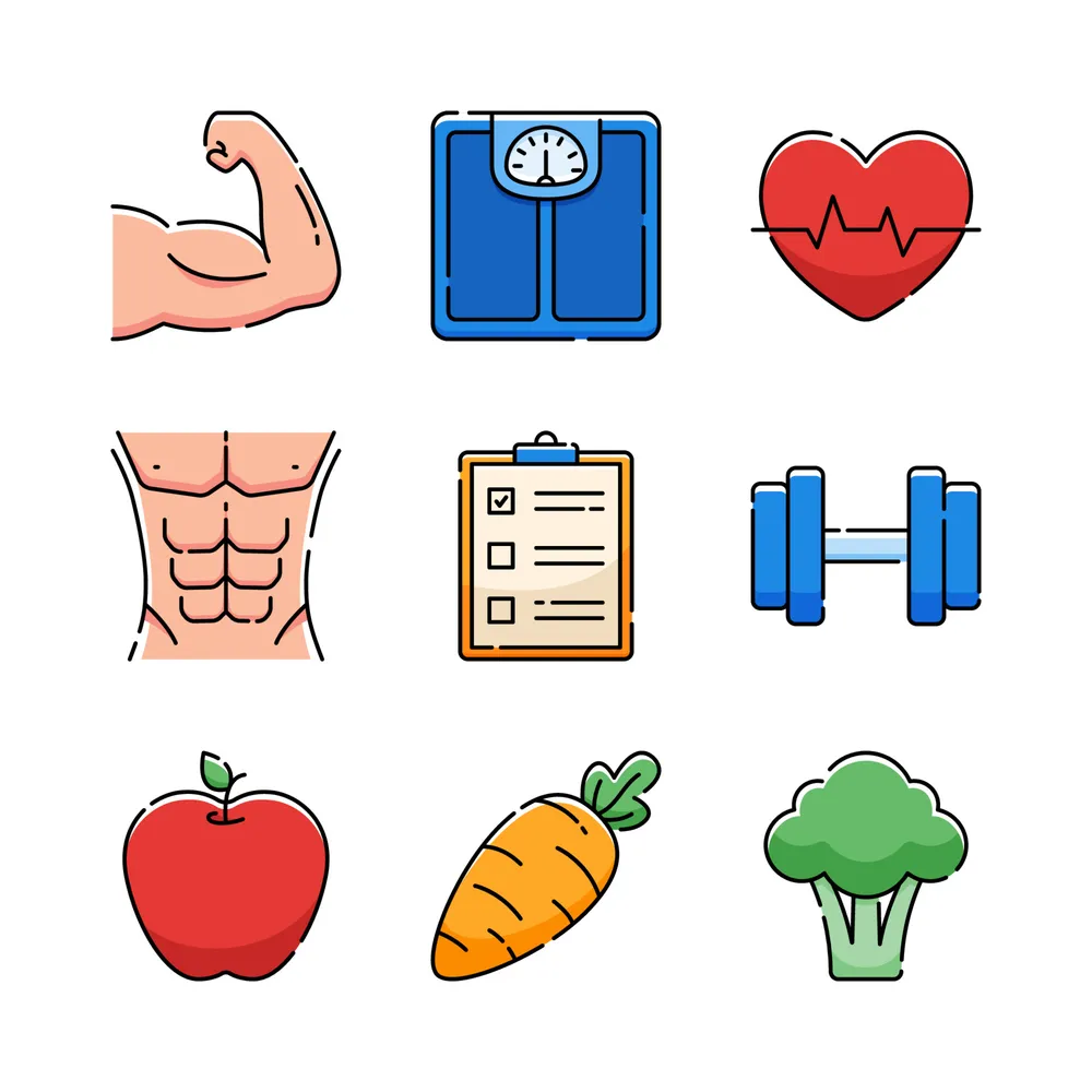 Healthy Lifestyle Resolution Icon Set