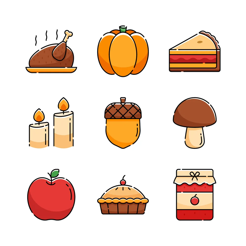 Thanksgiving Dinner Icon Set Collection