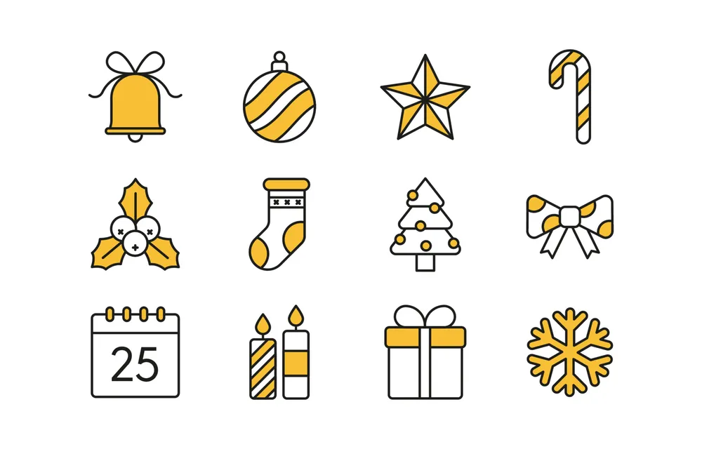 Simple Christmas Line Icons Set