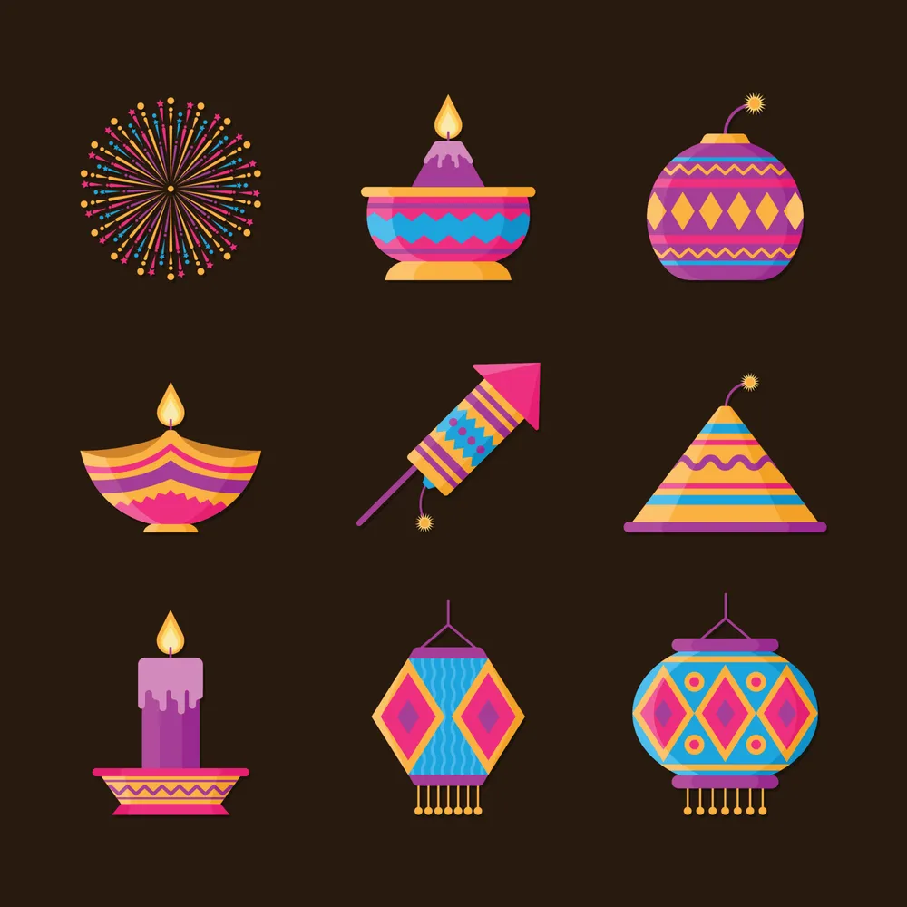 Set of Diwali Element Icons