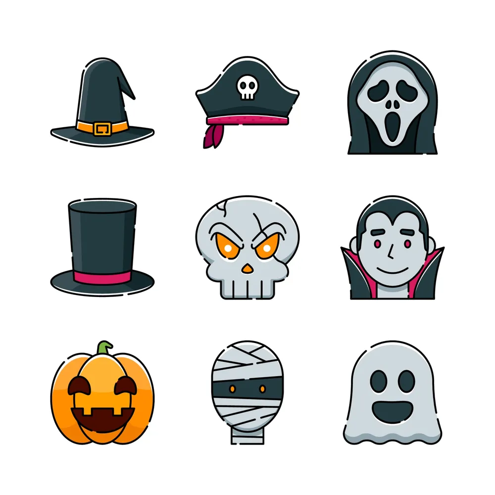 Halloween Costume Party Icon Set