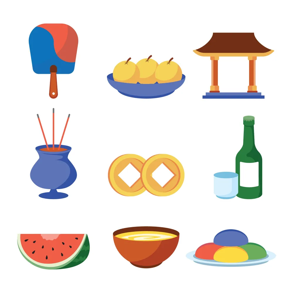 Chuseok Mid Autumn Icon Set