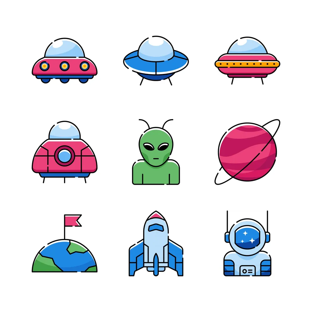 UFO and Alien Icon Set