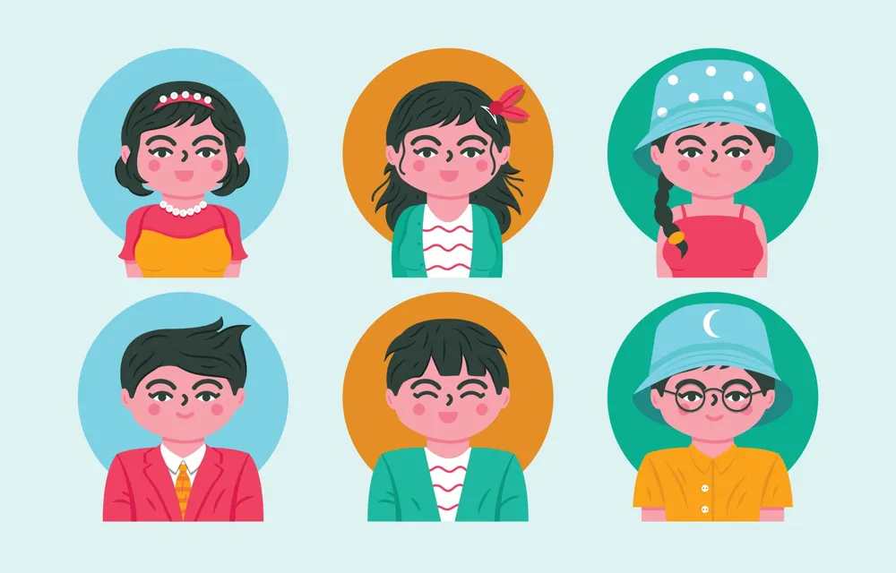 Couple People Avatar Icons Set