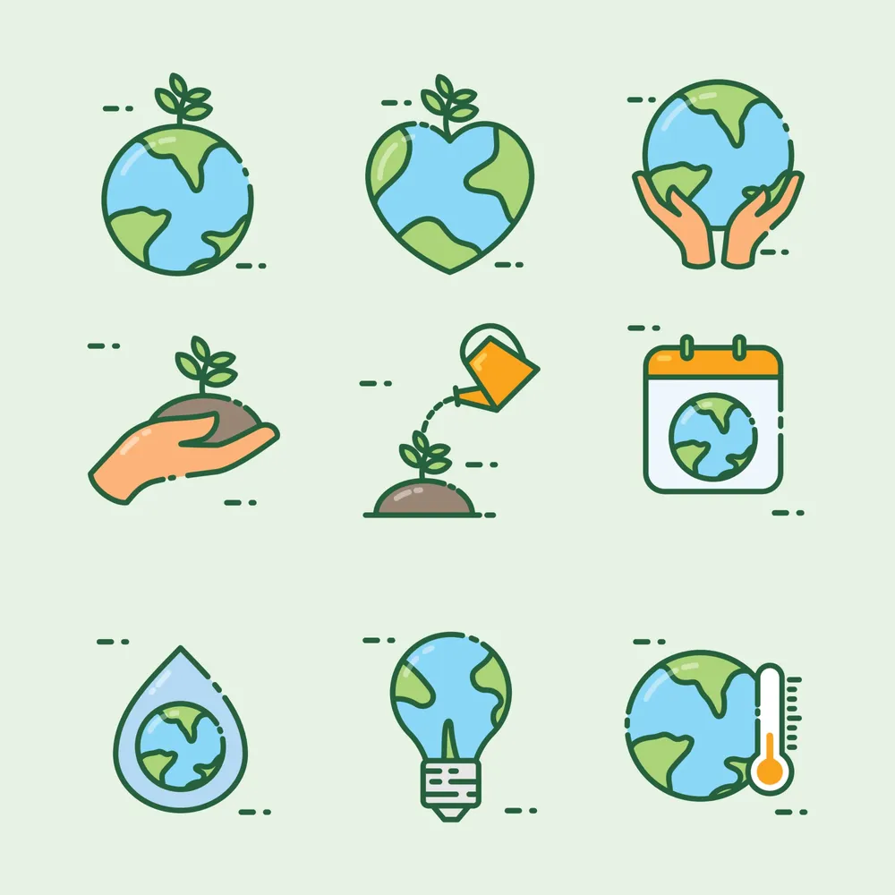 Flat Outline Earth Day Icon