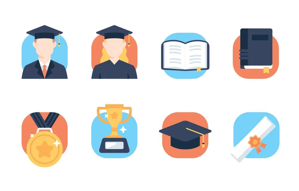 Flat Icon Set of Graduation