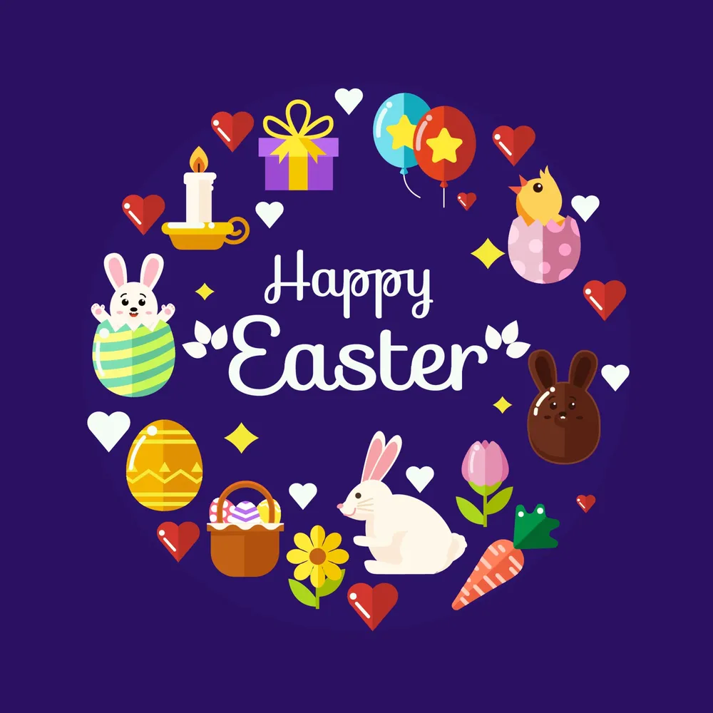 Happy Easter Set of Icons