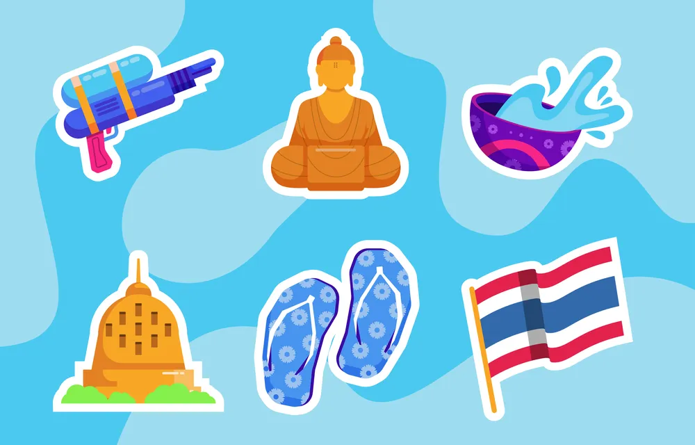 Songkran Water Festival Icon Collection