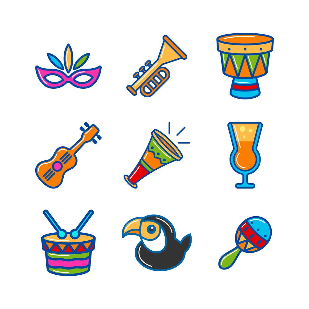 Rio Carnival Set of Icons