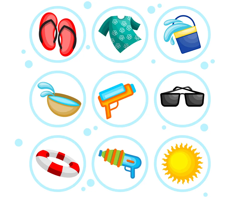 Happy Songkran Festival Icon Set