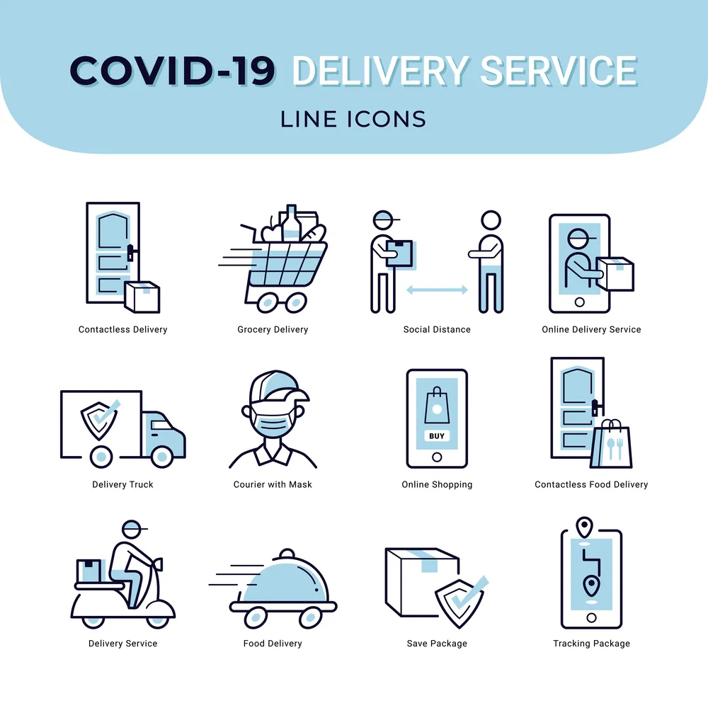 Safe Contactless Delivery Service Icons