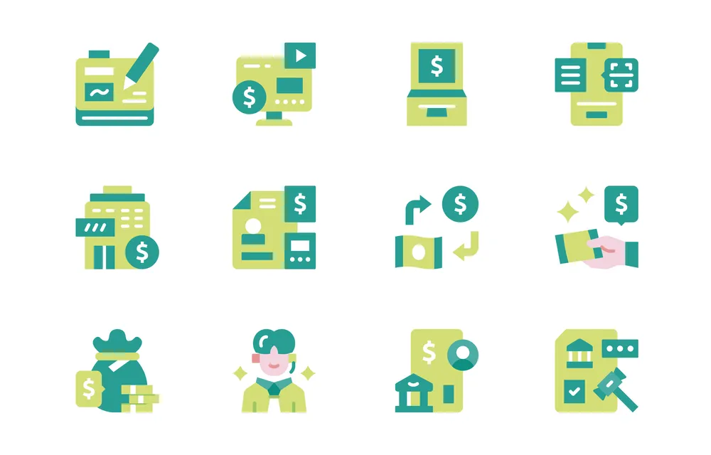 Banking Icon Set with Fill for Application