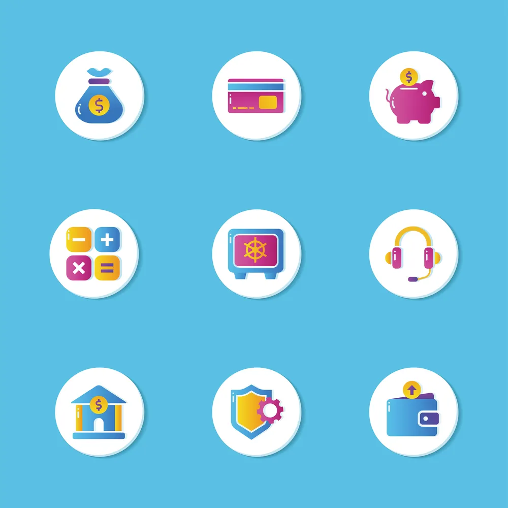 Gradient Banking Apps UI Icons Set