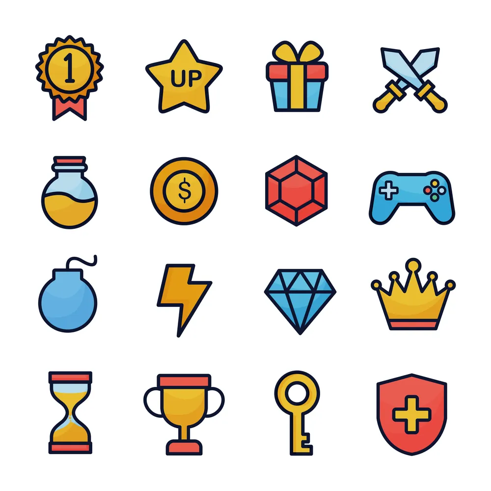 Game Element Colorful Flat Icons Collection