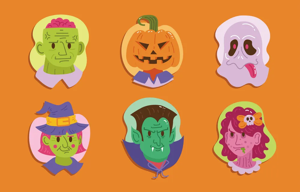 Set of Greeting Halloween Monster Icon