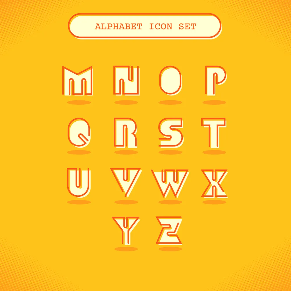 Alphabet M-Z Icon With Line Design