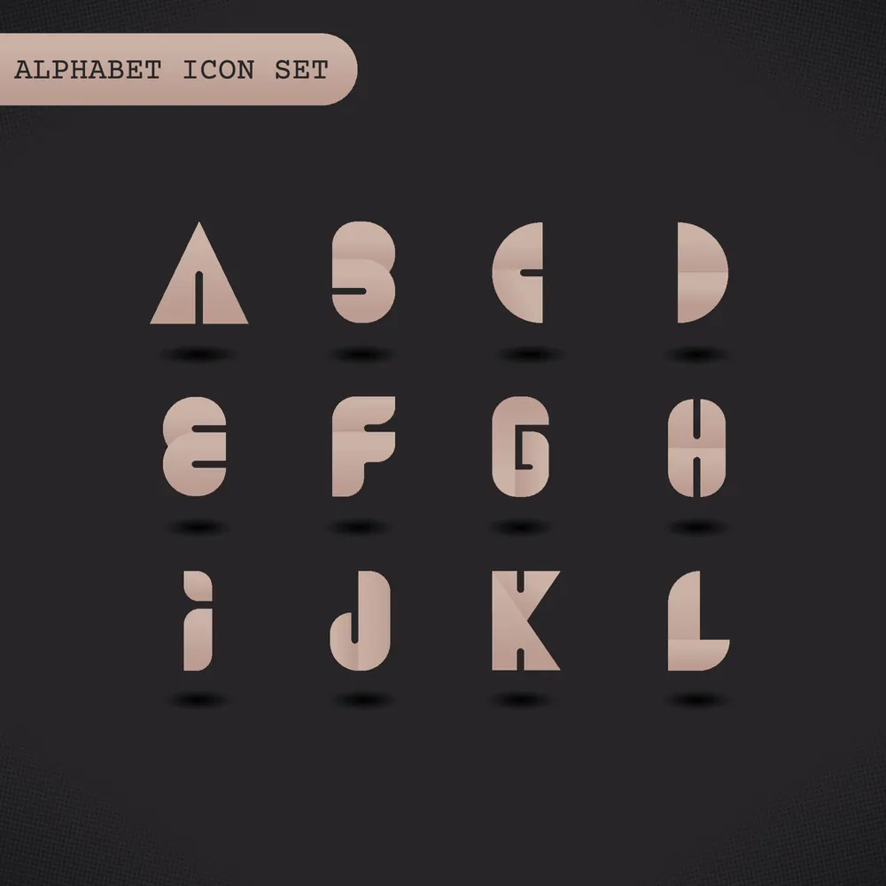 Alphabet Icon A-L  Brown Gradient Set